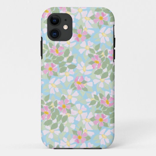 Roze Hond Rozen op Sky Blue Case-Mate iPhone Case (Achterkant)
