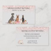  Roze Hond Zittend Dagverzorging Visitekaartje (Voorkant / Achterkant)