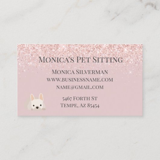  Roze Hond Zittend Dagverzorging Visitekaartje (Achterkant)