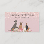  Roze Hond Zittend Dagverzorging Visitekaartje (Voorkant)