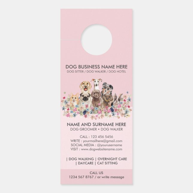 Roze Honden Deurhanger (Voorkant)