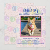 Roze honden verjaardagsfeest uitnodiging (Voorkant / Achterkant)