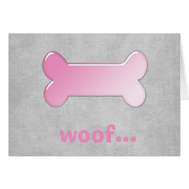 Roze Hondenbot *Woof* Lege Wenskaart 2 (Voorkant Horizontaal)