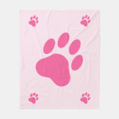 Roze hondenpoot silhouetten fleece deken (Voorkant)