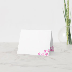 Roze Hondenpootafdrukken Blanco Notitiekaartje