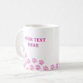 Roze Hondenpootafdrukken Met Aangepaste Tekst Koffiemok (Voorkant links)