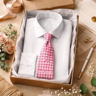 Roze hondenpootpatroon Klassieke preppy stijl Stropdas