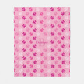 Roze hondenpoten samen met monogram en naam fleece deken (Voorkant)