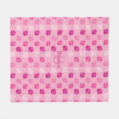 Roze hondenpoten samen met monogram en naam fleece deken (Voorkant (Horizontaal))