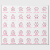 Roze hond's Pawprint Cadeaupapier (Vlak)