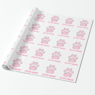 Roze hond's Pawprint Cadeaupapier