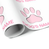 Roze hond's Pawprint Cadeaupapier (Rol Hoek)