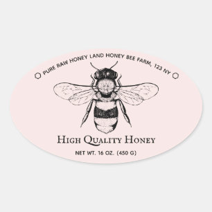 Roze Honey Jar Boho Beekeeper Ovale Sticker