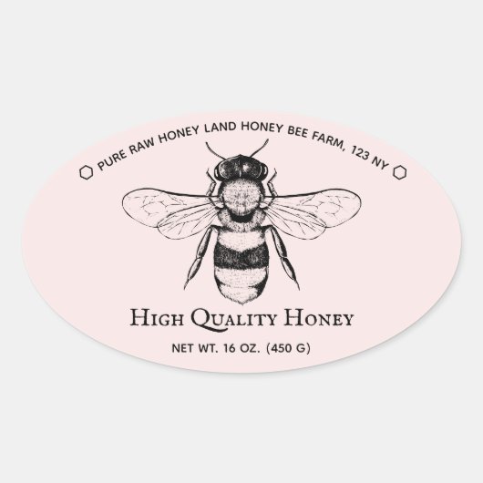 Roze Honey Jar Boho Beekeeper Ovale Sticker (Voorkant)