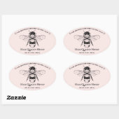 Roze Honey Jar Boho Beekeeper Ovale Sticker (Vel)