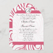 Roze Honeysuckle Funky Swirls Bruiloft uitnodiging (Voorkant / Achterkant)