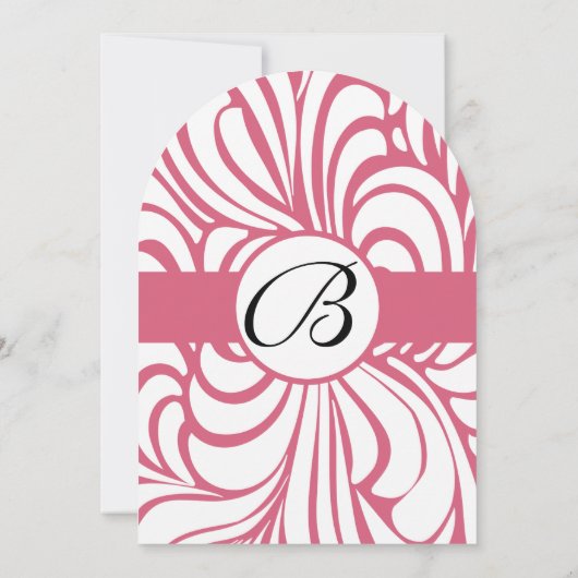 Roze Honeysuckle Funky Swirls Bruiloft uitnodiging (Achterkant)