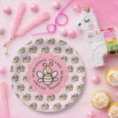 Roze Honing Bee Meisje's Baby shower Papieren Bordje (Feest)