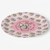 Roze Honing Bee Meisje's Baby shower Papieren Bordje (Gekanteld)