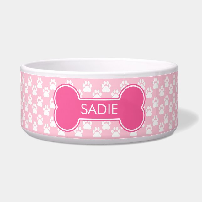 Roze honingbont en pokken met naam voerbakje (Voorkant)