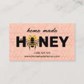 Roze Honingraat Zelfgemaakte Honing Visitekaartje (Voorkant)
