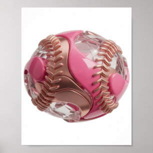 ROZE HONKBAL MET DIAMANTEN EN ROZENGOUD STIKKEN POSTER