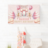 Roze honkbal verjaardag spandoek (Insitu)
