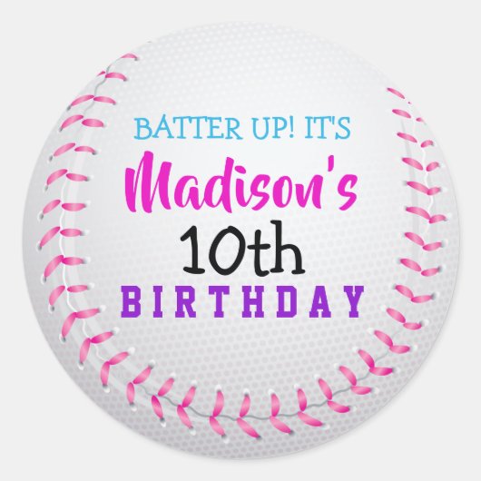 ROZE HONKBAL verjaardagsfeestje Sticker (Voorkant)