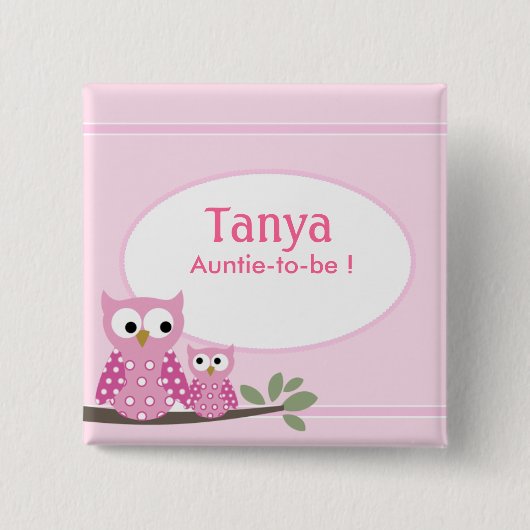 Roze hoofdgebruiker is eigenaar van Baby shower Na Vierkante Button 5,1 Cm (Voorkant)