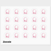 Roze Hoofdtelefoon Emoji – Schattigee Muziek Liefh Ronde Sticker (Vel)