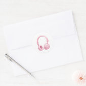 Roze Hoofdtelefoon Emoji – Schattigee Muziek Liefh Ronde Sticker (Envelop)