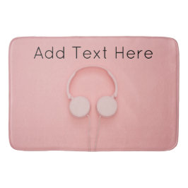 Roze hoofdtelefoon met draden badmat