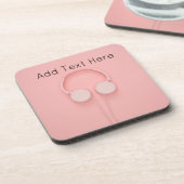 Roze hoofdtelefoon met draden bier onderzetter (Linkerzijde)