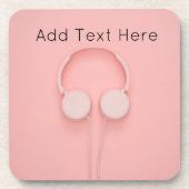 Roze hoofdtelefoon met draden bier onderzetter (Voorkant)