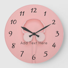 Roze hoofdtelefoon met draden grote klok