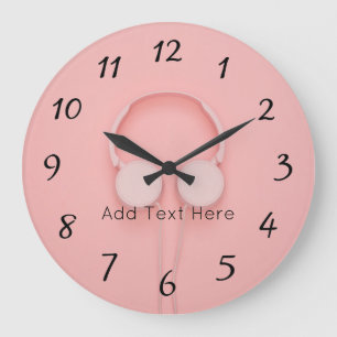 Roze hoofdtelefoon met draden grote klok