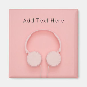 Roze hoofdtelefoon met draden magneet