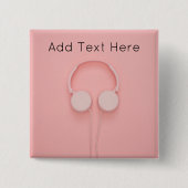 Roze hoofdtelefoon met draden vierkante button 5,1 cm (Voorkant)