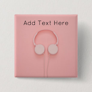 Roze hoofdtelefoon met draden vierkante button 5,1 cm