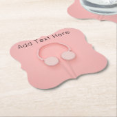 Roze hoofdtelefoon met kabels kartonnen onderzetters (Gekanteld)