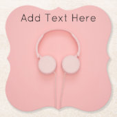 Roze hoofdtelefoon met kabels kartonnen onderzetters (Voorkant)