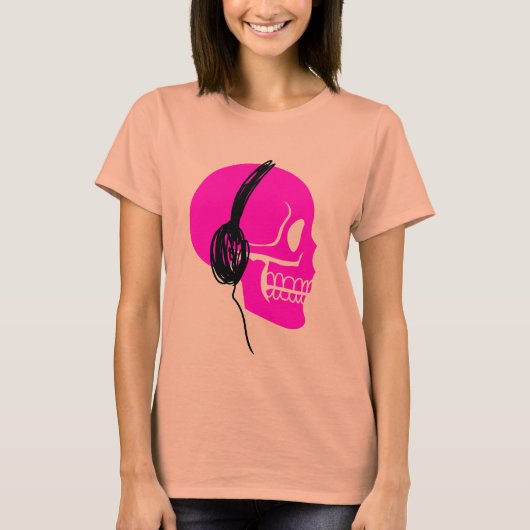 Roze hoofdtelefoon t-shirt (Voorkant)