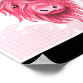 Roze hoog-Koe aardbeien esthetische kattekerkern Poster (Hoek)