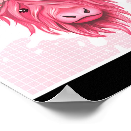 Roze hoog-Koe aardbeien esthetische kattekerkern Poster (Hoek)