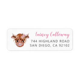 Roze hoog Koe Return Address Label