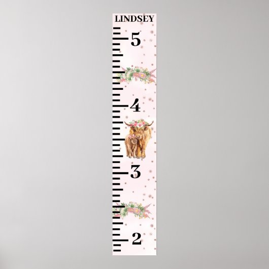 Roze Hoogland Kalf Groeicurve Poster (Voorkant)