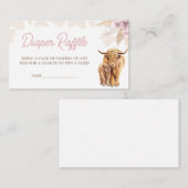 Roze Hoogland Koe Baby shower Luier Raffle Informatiekaartje (Voorkant / Achterkant)