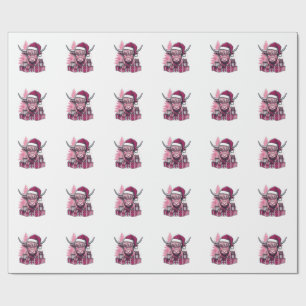 Roze Hoogland Koe Kerstcadeaus Vintage Kunst_1 Cadeaupapier