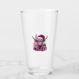 Roze Hoogland Koe Kerstcadeaus Vintage Kunst_1 Glas