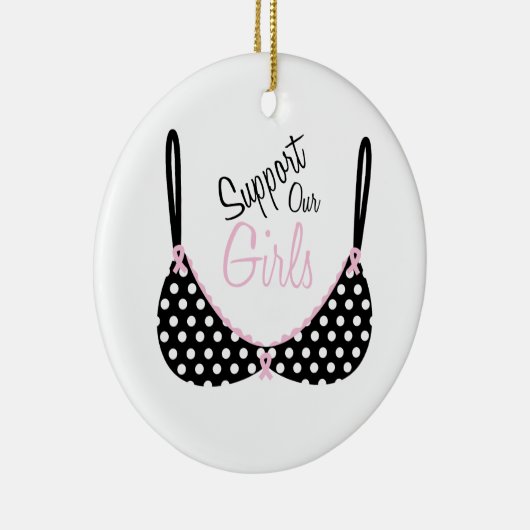 Roze Hope Awareness Ribbon Bra Keramisch Ornament (Rechts)